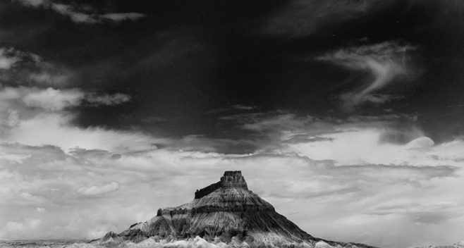 William Clift, Factory Butte, Utah, 1975; gelatin silver print.