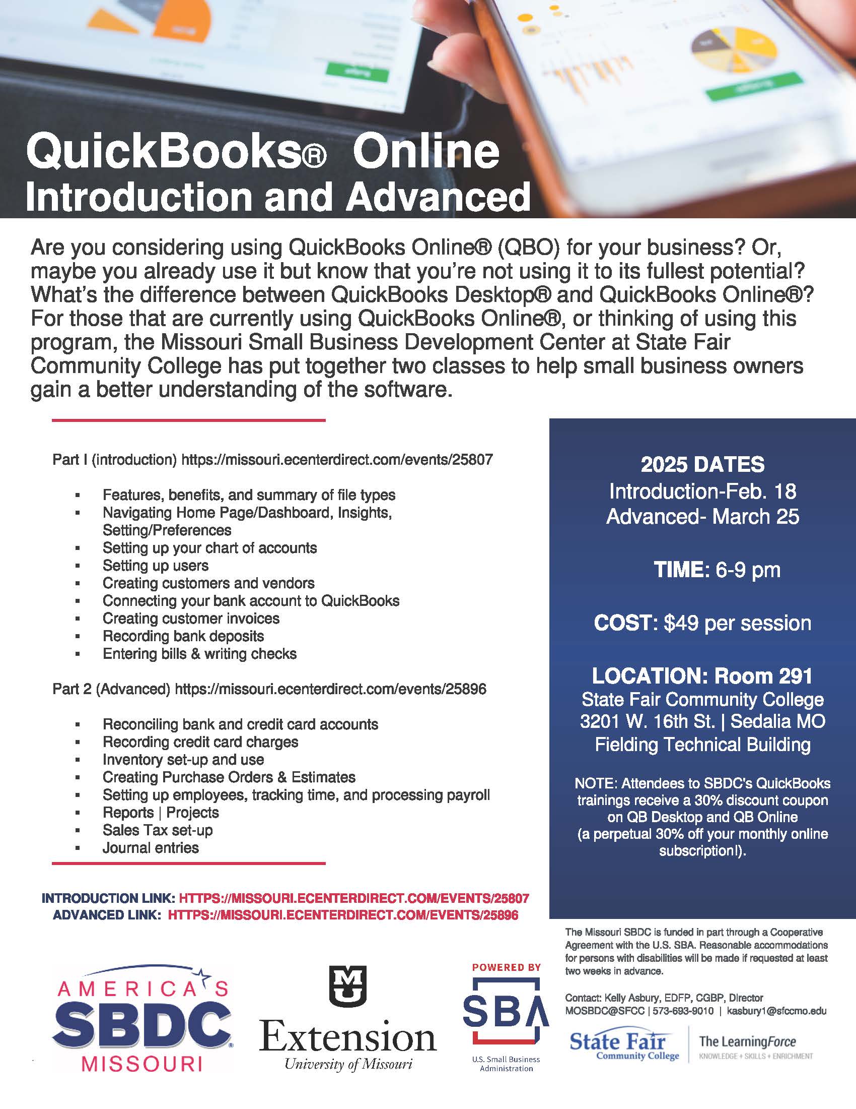 Read more about Missouri SBDC at SFCC to offer QuickBooks Online trainings